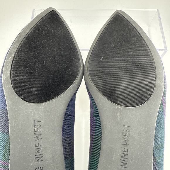 Nine West Women's Onlee Multicolor Plaid Fabric Pointed Toe Flats Size 8 M NWB - Picture 6 of 11